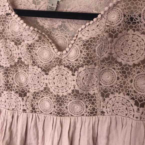 Knox Rose dusty pink short sleeve crocheted lace blouse top, size small - Picture 4 of 12